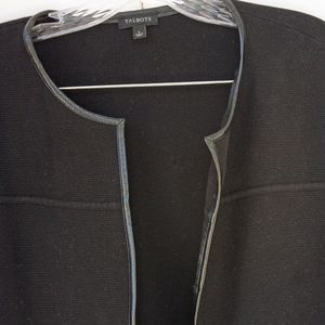 Thick, Cozy Talbots Sweater Jacket w Pleather trim